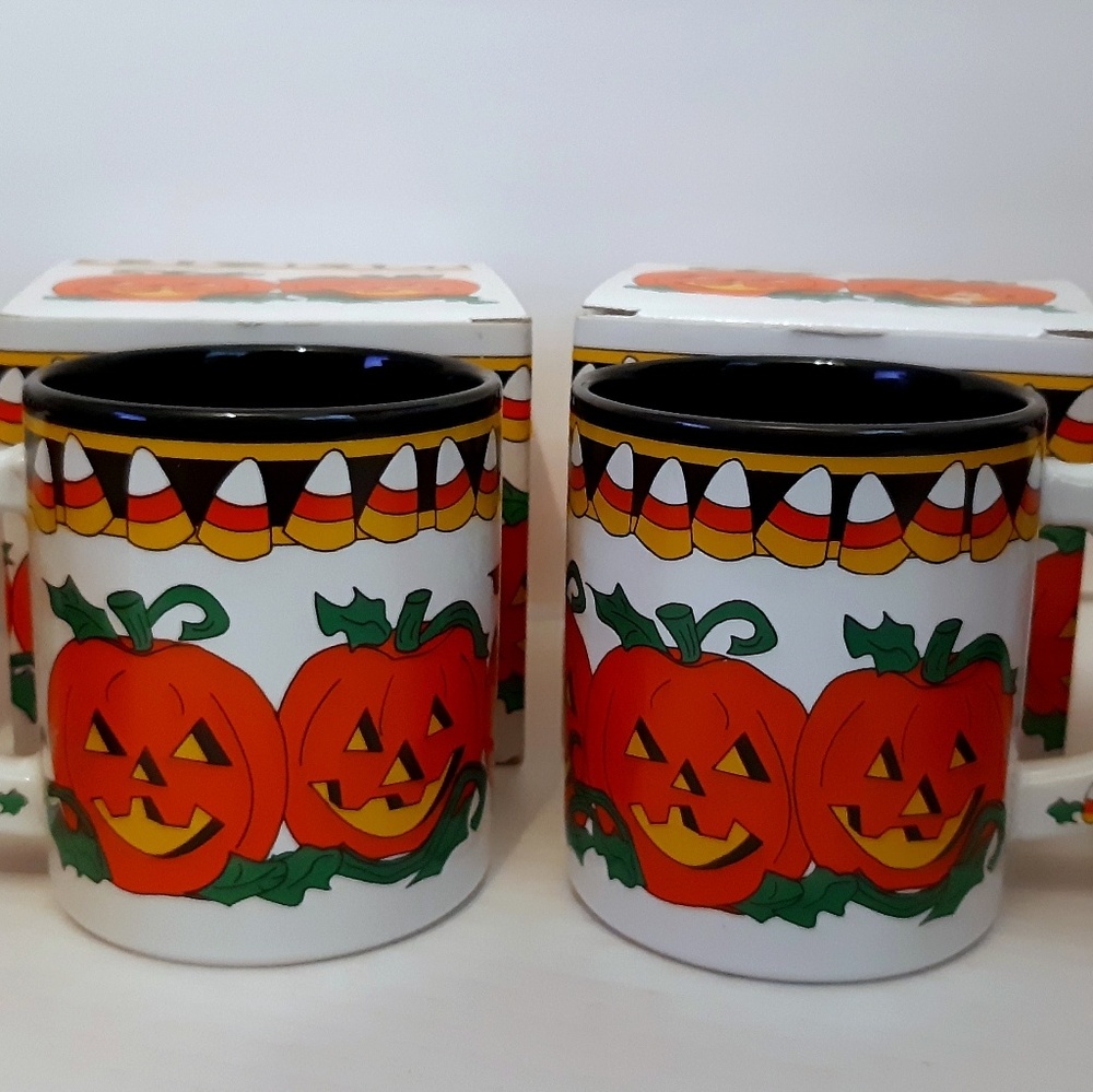 🎃 [vintage] set of Halloween Pumpkin mugs (4) - Picture 4 of 10